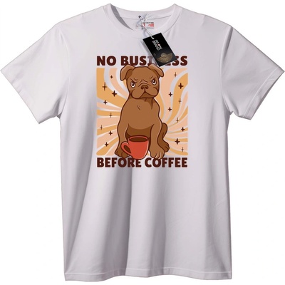 NOONEBRAND Тениска Без бизнес преди кафе - 7XL, White