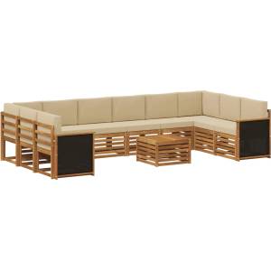 vidaXL Комплект дивани за открито 8 бр. Натурално (3384914)