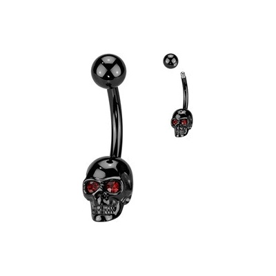 Šperky4U Černý piercing do pupíku lebka WP0096-K