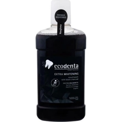 Ecodenta Mouthwash Extra Whitening 500 ml вода за уста с активен въглен за избелване