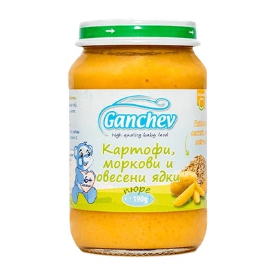 Ganchev Зеленчуково пюре Ganchev - Картофи, моркови и овесени ядки, 190 g (18152)
