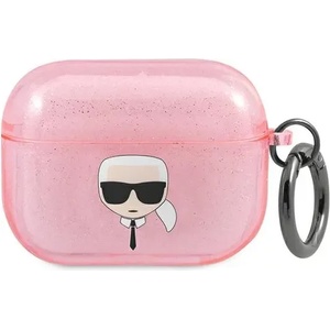 Karl Lagerfeld Калъф Karl Lagerfeld KLAPUKHGP за AirPods Pro, розов, Glitter Karl`s Head (KLAPUKHGP)