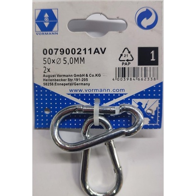Vorman КАРАБИНА ПОЦИНКОВАНА vrn 5ММ 50x7/5 2БР (4003984662338)