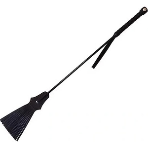 Rouge Leather Tasselled Riding Crop Black