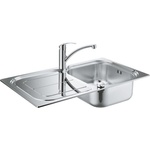 GROHE Кухненски умивалник K300, 860 x 500 mm с отцедник и едноръкохватков, стоящ смесител Eurosmart (31565SD0) Мивка за вграждане