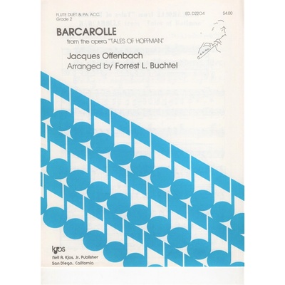 Offenbach BARCAROLLE z opery Hoffmannovy povídky dvě příčné flétny a klavír