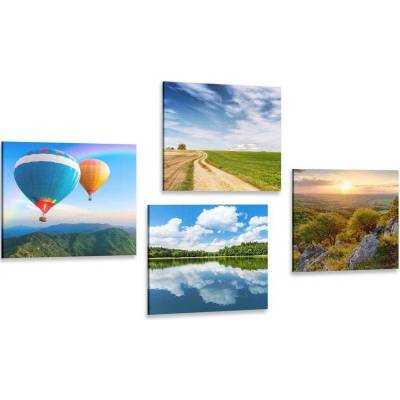 Set obrazů výhled na nádhernou přírodu - 4x 40x40