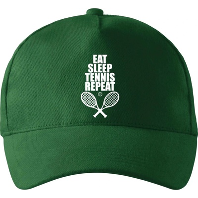 Eat sleep tennis so zahnutým šiltom a mosaznou sponou Fľaškovozelená
