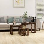 vidaXL Стифиращи маси, 3 бр, опушен дъб, инженерно дърво (815222)