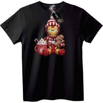 NOONEBRAND Тениска Прошнат Iron Man Коледа - XS, Black