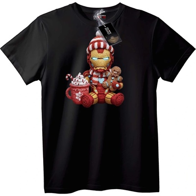 NOONEBRAND Тениска Прошнат Iron Man Коледа - XS, Black