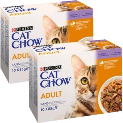 PURINA Cat Chow Krmivo pro dospělé kočky s jehněčím masem a zelenými fazolkami v želé 20x85 g