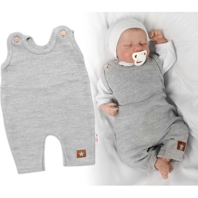 Baby Nellys Pletené láclové nohavice Boy Star sivé