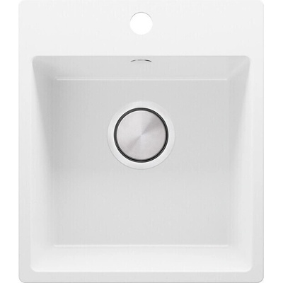 Твоят Стил Бяла кухненска гранитна мивка Рига Easy 380 x 440 mm