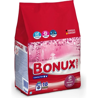 Bonux Color Radiant Rose 3v1 prací prášek na barevné prádlo 18 PD 1,17 kg