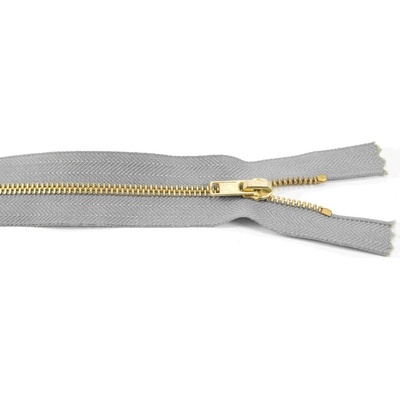 Nedeliteľný kovový mosadzný zips č.3 viac farieb - dĺžka (10 - 25 cm) 22 cm Stredne šedá