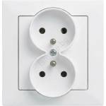 Legrand - Двойна домашна розетка 250V/16A с рамка SUNO бяла (LR0082A)