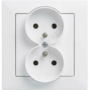 Legrand - Двойна стенна розетка с рамка SUNO 250V бяла (LR0082A)