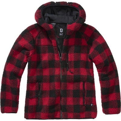 Brandit mikina Calvin ladies Teddyfleecejacket červenáčerná