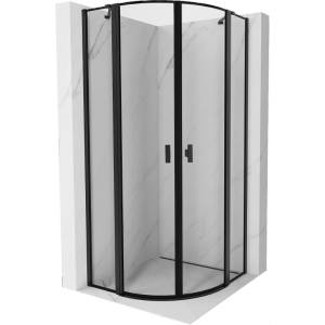 Mexen Mist полукръгла душ кабина с отварящи се врати 90 x 90 см, черна рамка, черна - 8A32-090-090-70-70 (8A32-090-090-70-70)