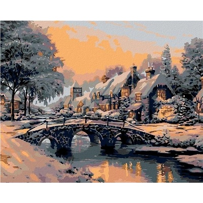 zuty Malování podle čísel Most přes zamrzlou říčku 100 x 80 cm vypnuté plátno na rám
