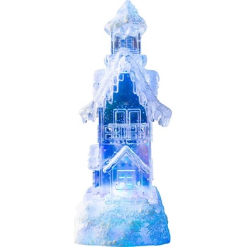 MagicHome Dekorácia Domček LED meniaca farby s plávajúcimi trblietkami PE 2xAA 9,50x9
