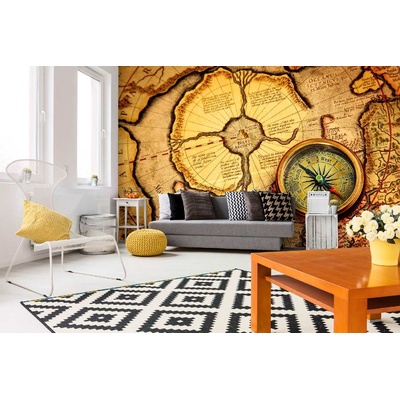 DIMEX ART Самозалепваща се флизелинова фототапета винтидж компас на картата 375 x 250 см