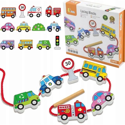 Viga Lacing Blocks Set provlékací hra auta – Zboží Dáma