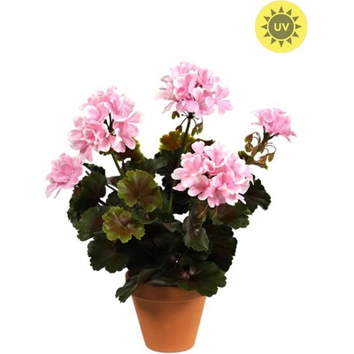 Umělá květina Geránium růžové v květináči venkovní, 35cm