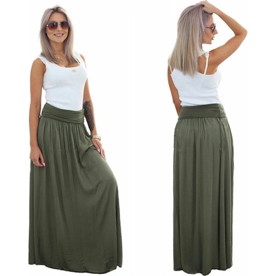 Fashionweek dlhá letni sukňa z vzdušného materialu MAXI MF5 / M266 khaki