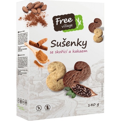 Free village Sušienky so škoricou a kakaom 140 g