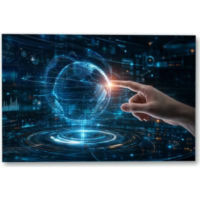 Plakát – Digitální zeměkoule s dotykovým rozhraním 135 × 90 cm Bez rámu Ne Bez rámu
