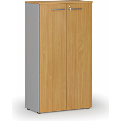 Primo Kancelárska skriňa s dverami GRAY, 1434 x 800 x 420 mm, sivá/buk