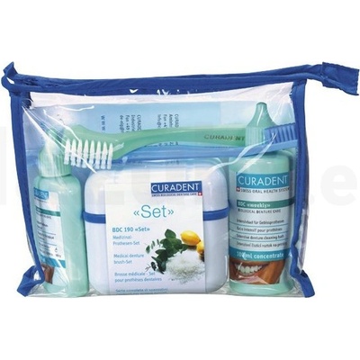 Curaprox BDC 190 Denture Set 100 ml sada koncentrát BDC Dental Appliance Bath Weekly 100 ml + čisticí gel BDC Dental Appliance Cleanser Daily 60 ml + zubní kartáček CS 5460 Prime 1 ks + kartáček na um