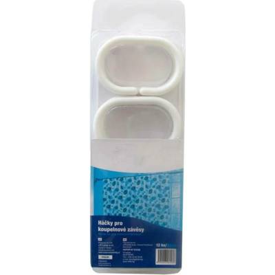 Aqualine Kroužky na sprchový závěs 12 ks, plast, bílá, 23036