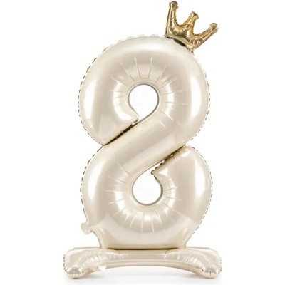 PartyDeco Samostojící fóliový balón 8 Satin cream 84 cm