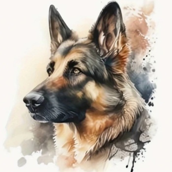 Norimpex - Puzzle Diamant painting: Watercolor German Shepherd 30x40cm - 1 - 39 piese