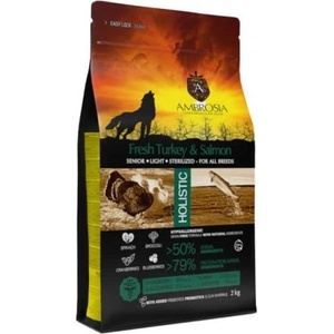 AMBROSIA HOLISTIC All breeds adult sterilized, senior, light - Fresh Turkey Salmon - холистична храна за кучета от всички породи, кастрирани или възрастни, с прясна пуйка и сьомга - 12 кг, Франция