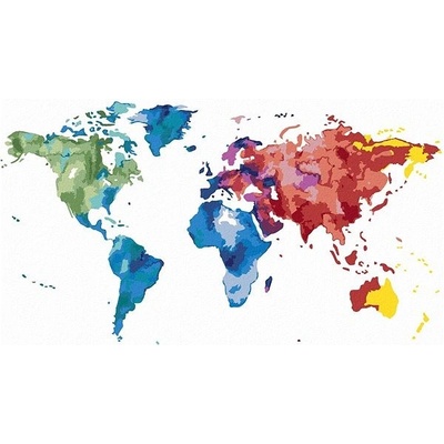 zuty Malování Podle Čísel Barevná Mapa Světa Ii 80 x 100 Cm Plátno