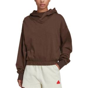 Adidas Sportswear Studio Lounge Cropped Hoodie Brown