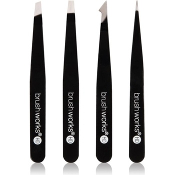 Brushworks The Complete комплект пинсети за вежди Black 4 бр