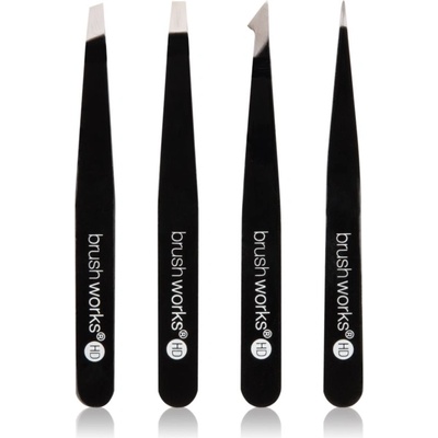 Brushworks The Complete комплект пинсети за вежди Black 4 бр
