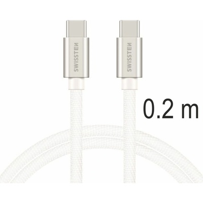 Swissten 71527209 Datový Textile USB-C, USB-C 0,2m stříbrný