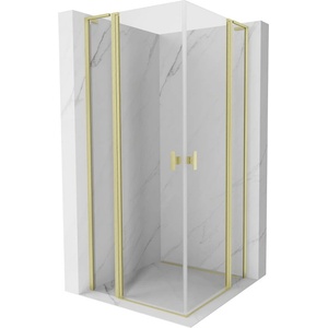 Mexen Mist L Duo сгъваема душ кабина 105 x 105 см, прозрачна, златиста четка - 8A4L-105-105-55-00 (8A4L-105-105-55-00)