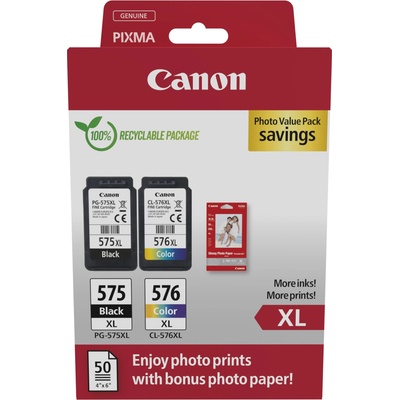 Canon PG575XL + CL576XL + 10x15 GP501 Photo Paper Multipack (5437C006)