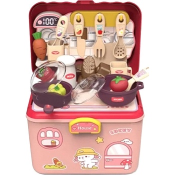 Sonne Детска кухня и аксесоари за игра 2 в 1 Sonne - 22 части, розова (sonne958)