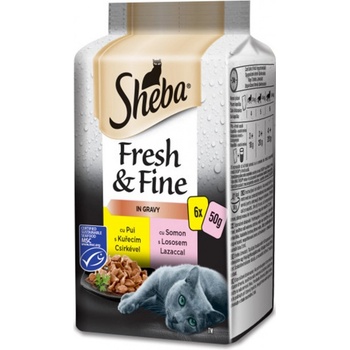Sheba Fresh & Fine Kuřecí a Losos ve šťávě 6 x 50 g