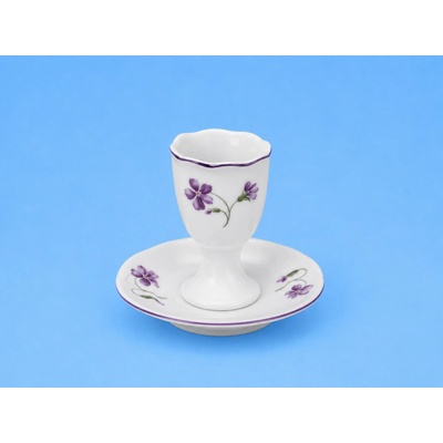 Český porcelán Dubí kalíšok na vajcia s podstavcom fialky 7,5 cm