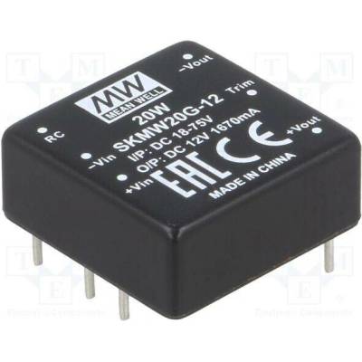 MEAN WELL SKMW20G-12 Měnič: DC/DC; 20W; Uvst: 18÷75VDC; Uvýst: 12VDC; Ivýst: 0÷1670mA; DIP