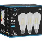 Mexen Vintis 3x LED Филаментна крушка E27, ST64, 6W, Студена - 6500K, 720 lm, прозрачна (L152-E27-0665-00x03)
